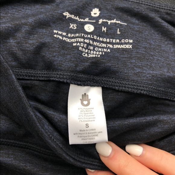 Spiritual Gangster Blue Workout Leggings w/ stripe - Picture 6 of 7